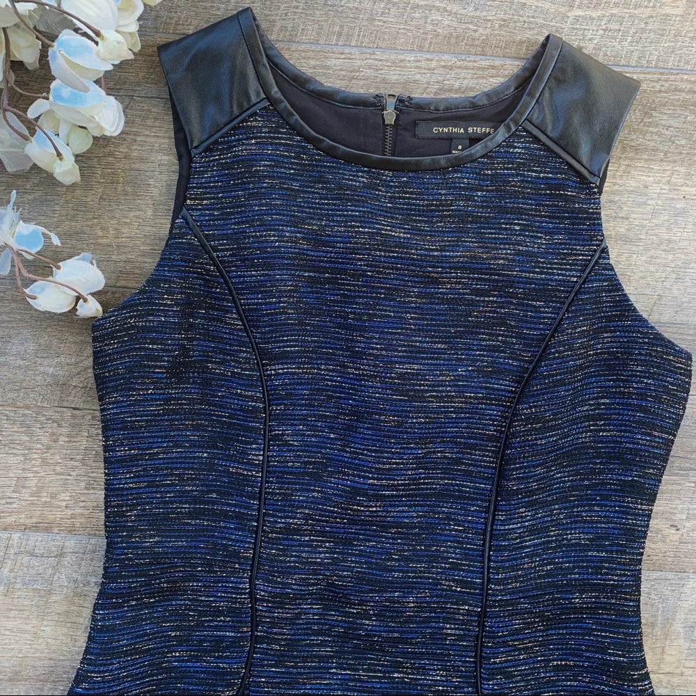 Cynthia Steffe Blue & Black Metallic Dress - Picture 4 of 10